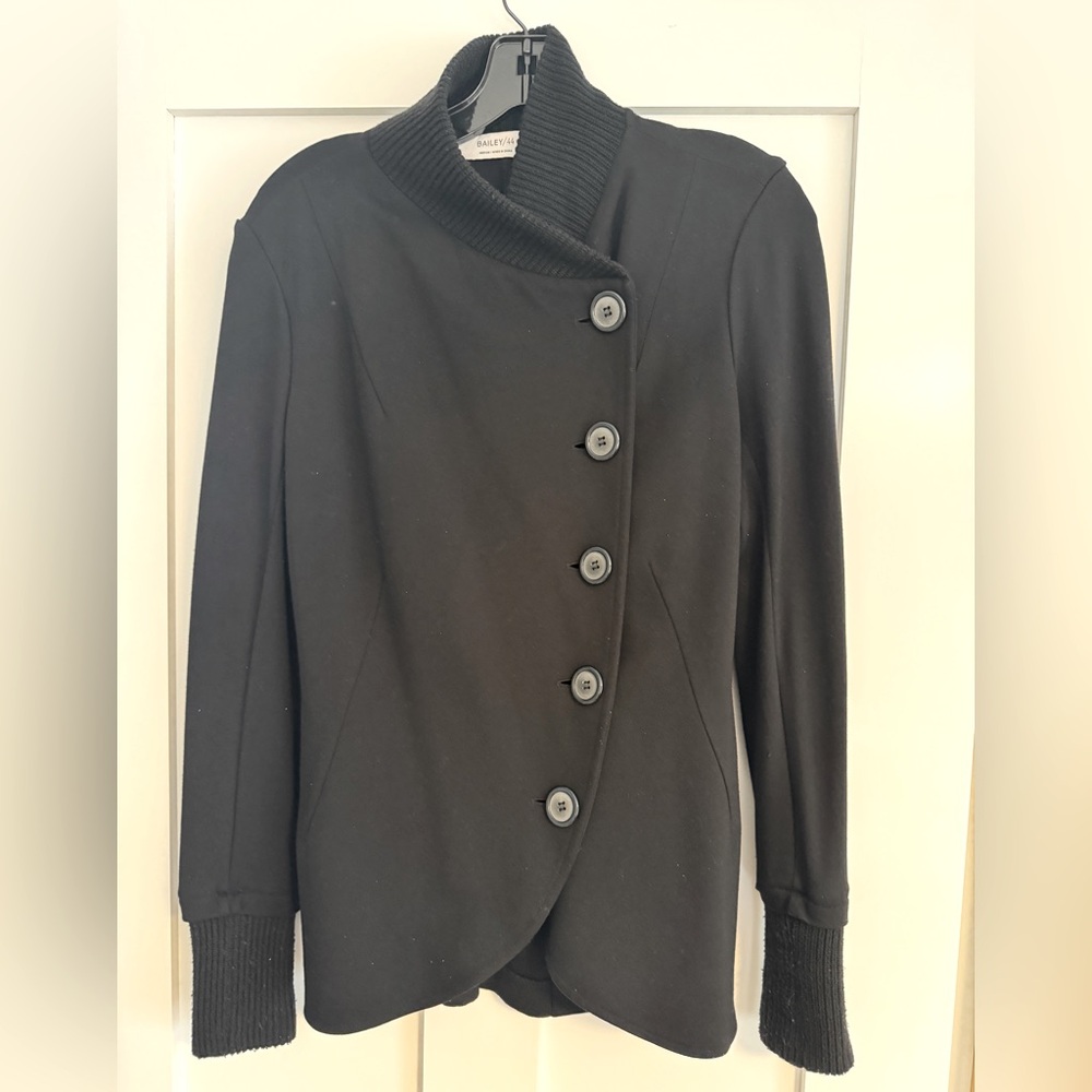 Bailey 44 Black Asymmetrical Button Blazer